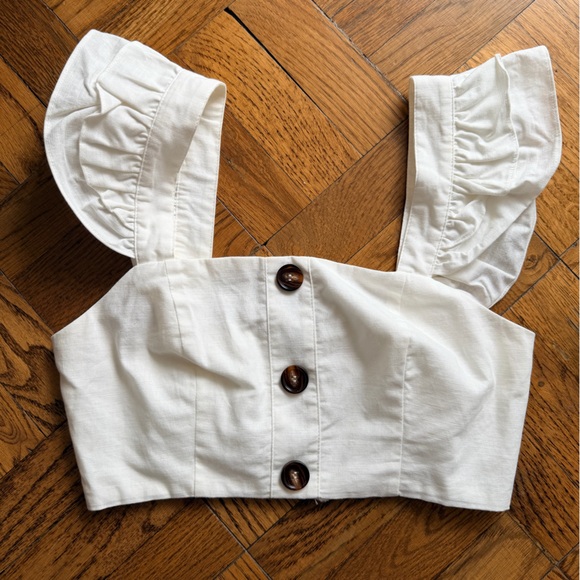 White Ruffled Cropped Tops - Picture 4 of 7